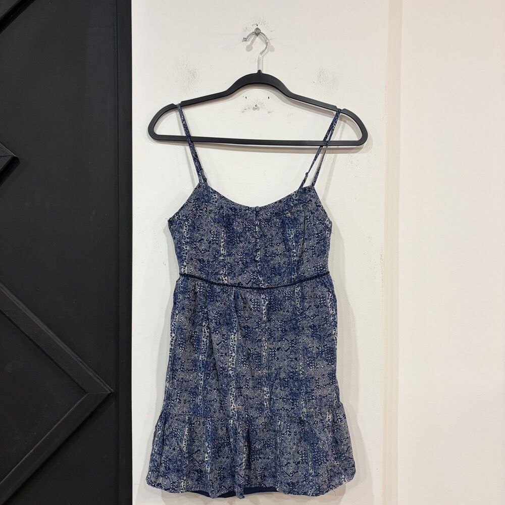 Blue Rain Pattern Mini Dress Size Small Boho
